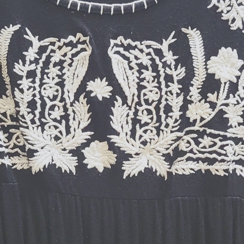 Chelsea Theodore black maxi dress embroided